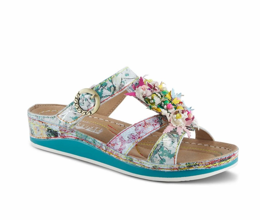 Footbed Sandals * | Women'S L'Artiste Snazzy Low Wedge Footbed Sandals