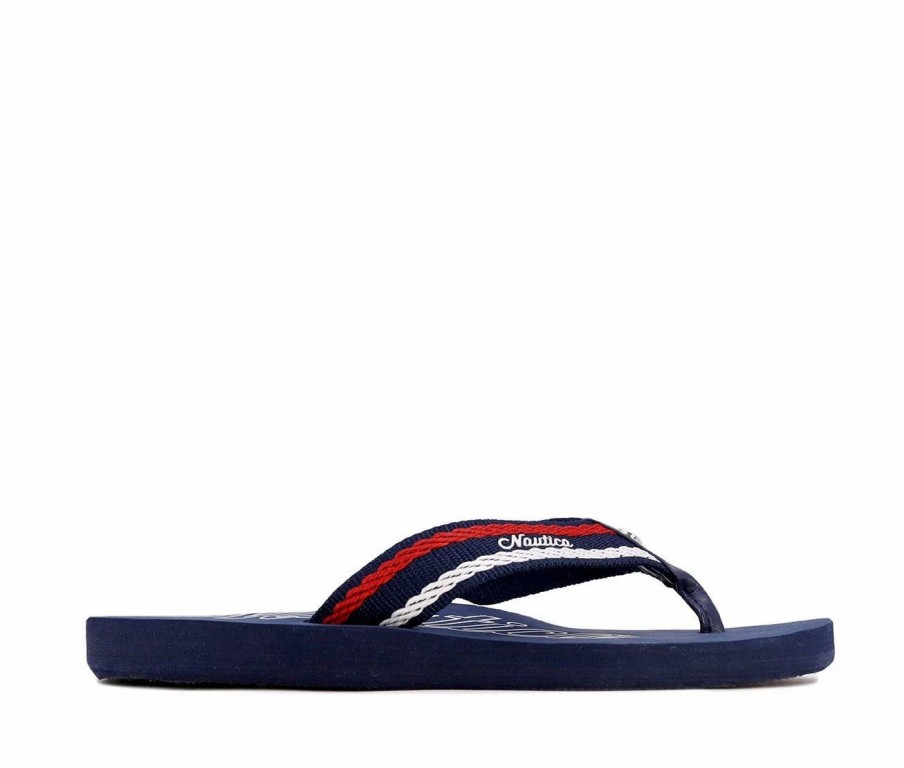 Flip-Flops * | Women'S Nautica White Dune Webbing Flip-Flops