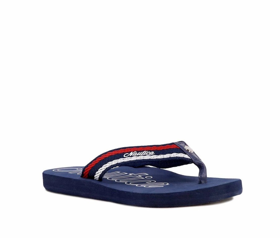 Flip-Flops * | Women'S Nautica White Dune Webbing Flip-Flops