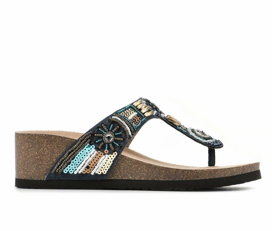 Footbed Sandals * | Women'S White Mountain Brilliant Wedge Footbed Sandals