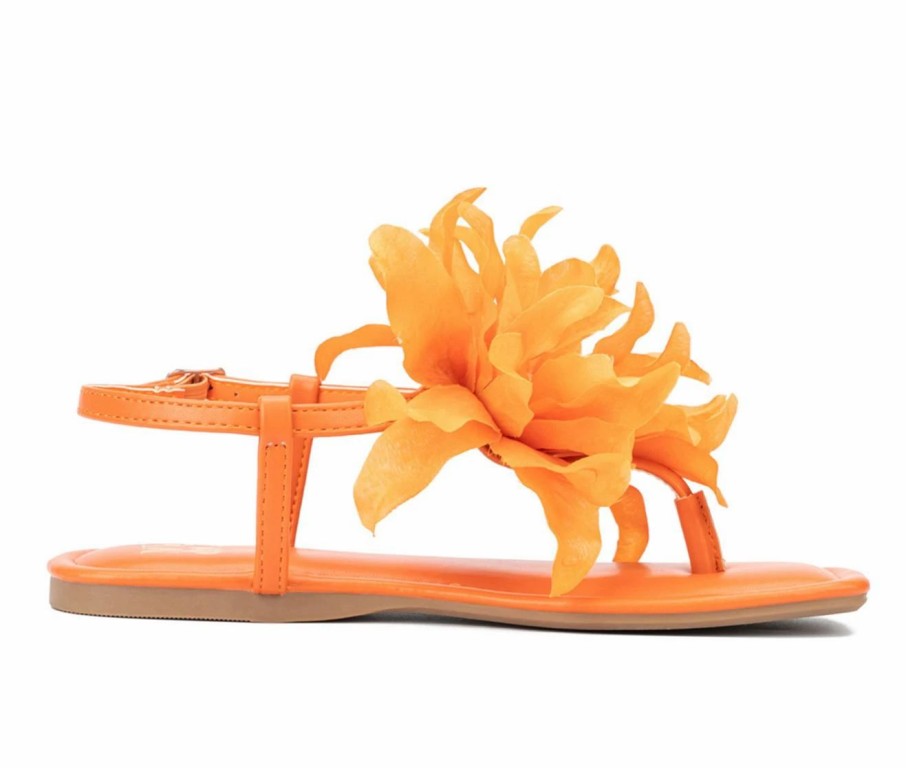 Flat Sandals * | Women'S New York And Company Big Flower Sandals