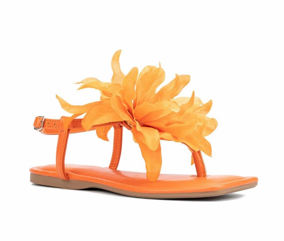 Flat Sandals * | Women'S New York And Company Big Flower Sandals