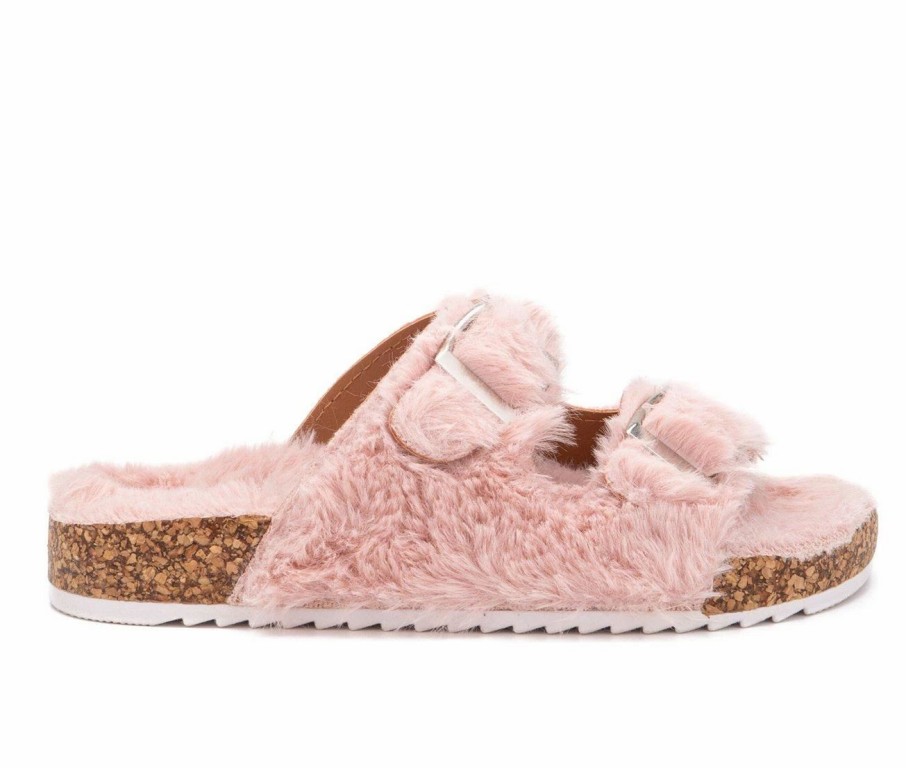 Flat Sandals * | Girls' Olivia Miller Little Kid & Big Kid Cloud Lounge Fuzzy Footbed Sandals