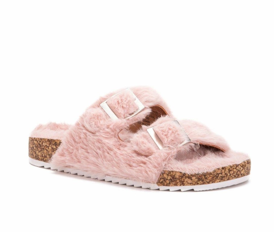 Flat Sandals * | Girls' Olivia Miller Little Kid & Big Kid Cloud Lounge Fuzzy Footbed Sandals