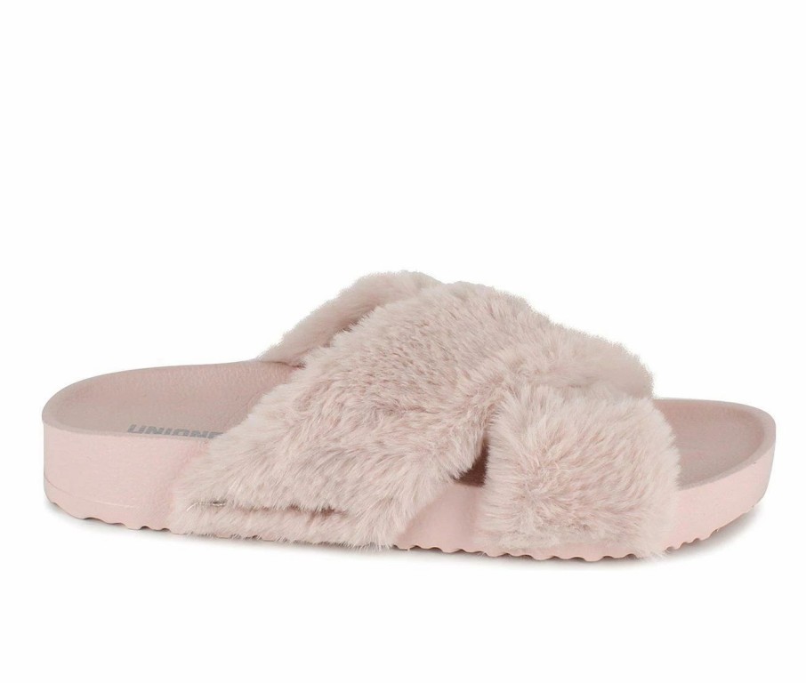 Flat Sandals * | Women'S Unionbay Luxe Fuzzy Slides