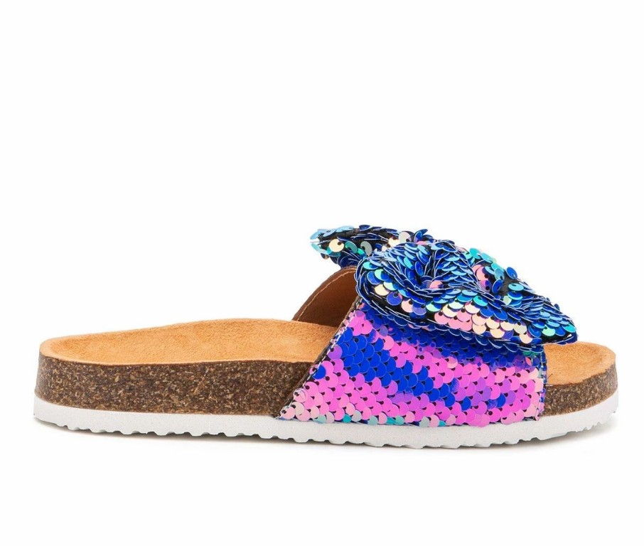 Flat Sandals * | Girls' Olivia Miller Little Kid & Big Kid Shimmering Bow Footbed Sandals