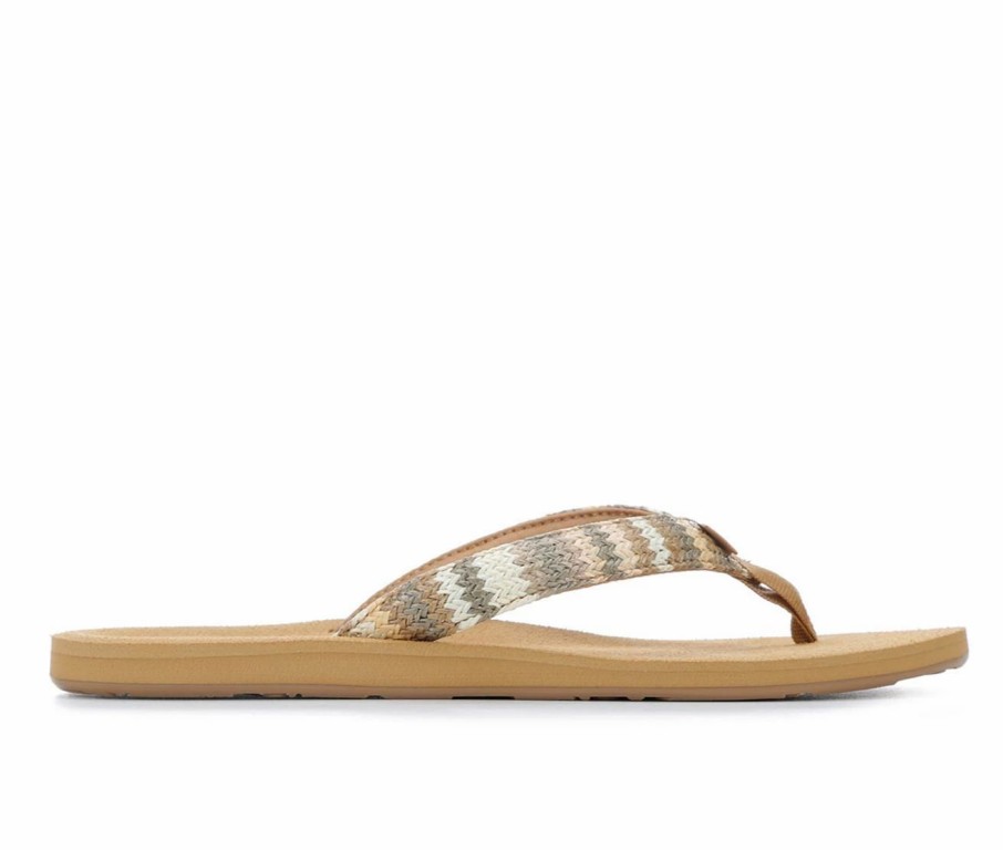 Flip-Flops * | Women'S Roxy Tidepool Raffia Flip-Flops