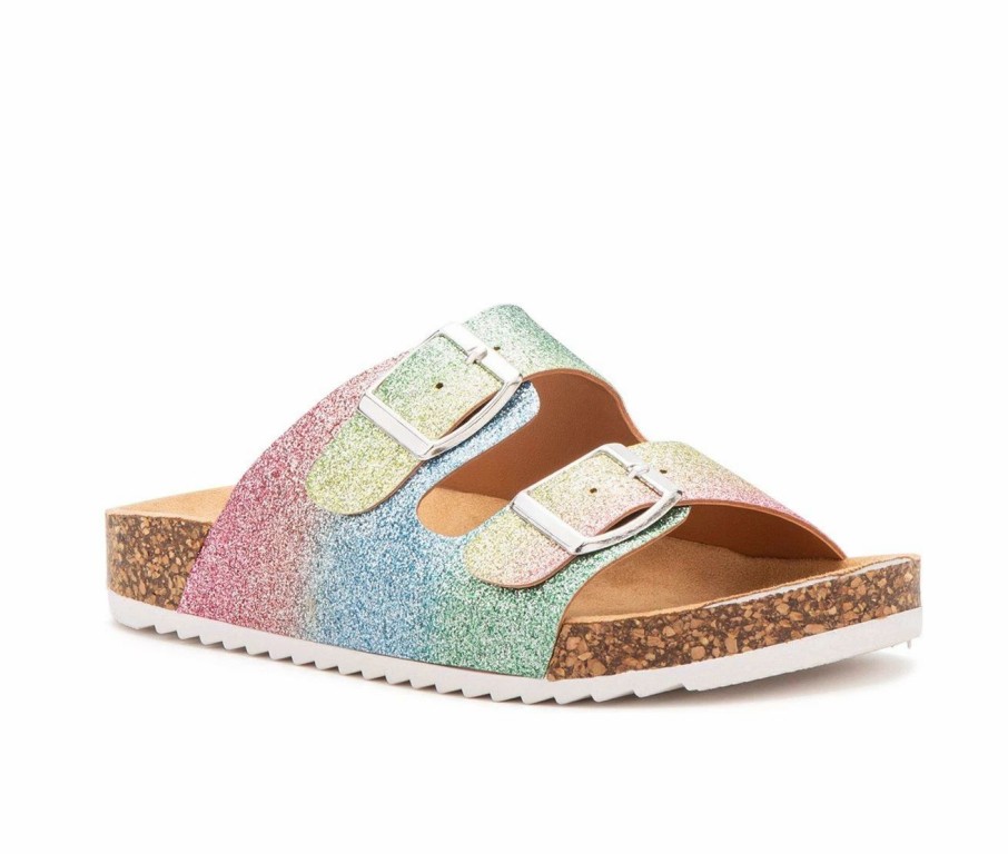 Flat Sandals * | Girls' Olivia Miller Little Kid & Big Kid Rainbow Destiny Footbed Sandals