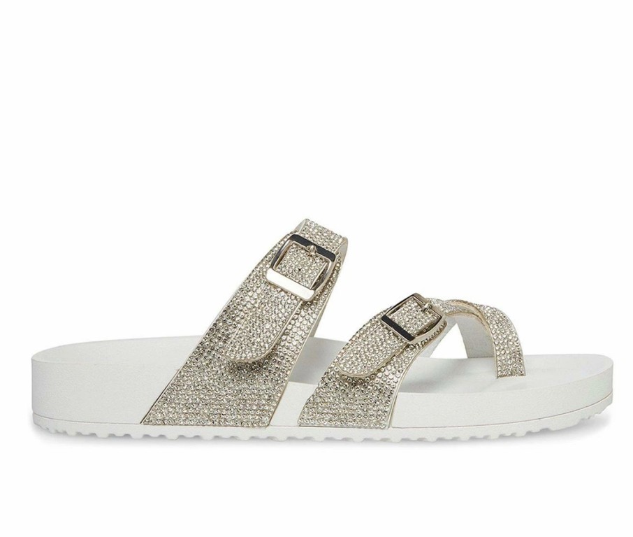 Footbed Sandals * | Women'S Madden Girl Twila Rhinestone Footbed Sandals