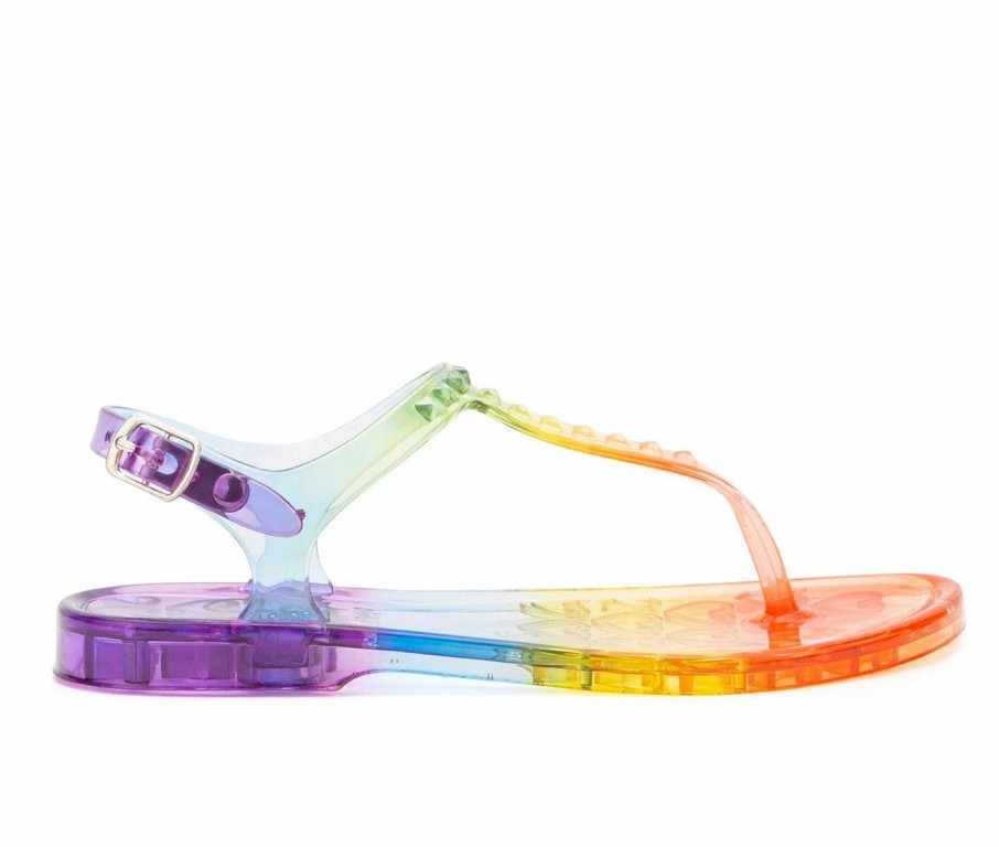 Flat Sandals * | Girls' Olivia Miller Little Kid & Big Kid Tri-Color Jelly Sandals