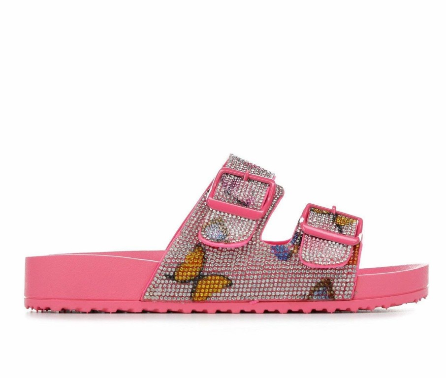 Flat Sandals * | Girls' Madden Girl Little Kid & Big Kid Teddy Rhinestone Footbed Sandals