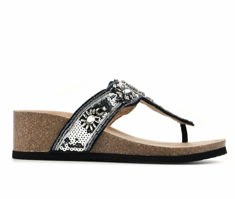 Footbed Sandals * | Women'S White Mountain Bountiful Wedge Footbed Sandals