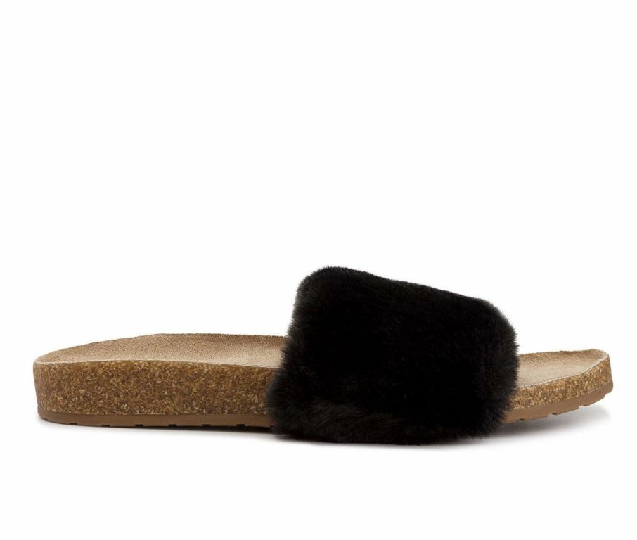 Footbed Sandals * | Women'S Sugar Bravoes Fuzzy Footbed Sandals