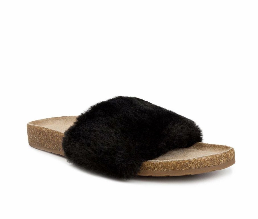 Footbed Sandals * | Women'S Sugar Bravoes Fuzzy Footbed Sandals